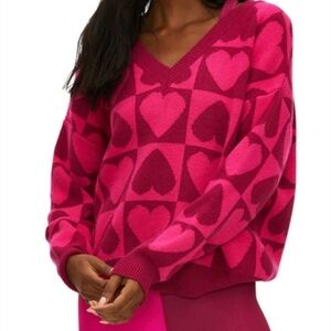 Beach Riot Heart Joey V-Neck Sweater S